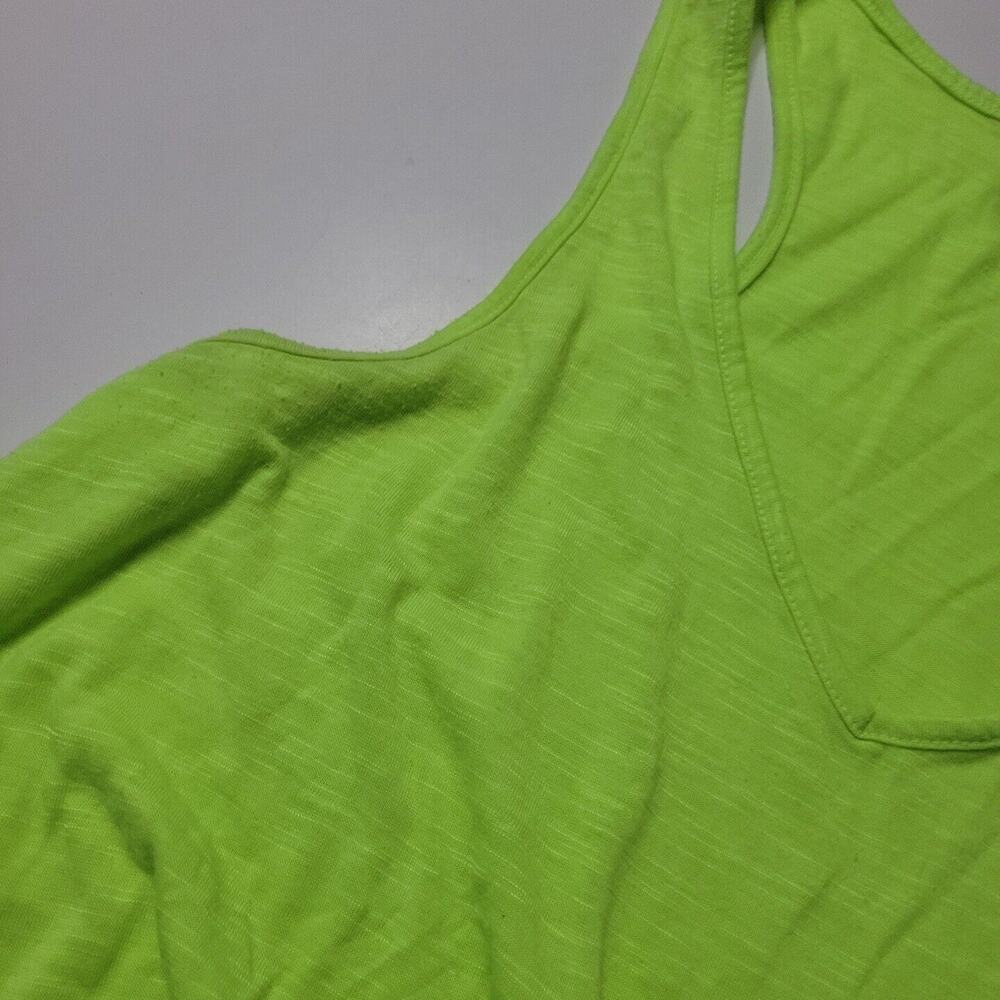 Tresics Women Medium Tank Top Neon Heathered Green Scoop Neck Stretch Razor Back - Picture 6 of 12